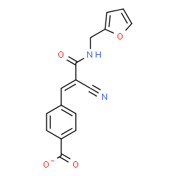 ChemSpider 2D Image | 4-{(1E)-2-Cyano-3-[(2-furylmethyl)amino]-3-oxo-1-propen-1-yl}benzoate | C16H11N2O4
