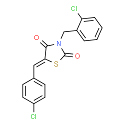 ChemSpider 2D Image | (5Z)-3-(2-Chlorobenzyl)-5-(4-chlorobenzylidene)-1,3-thiazolidine-2,4-dione | C17H11Cl2NO2S