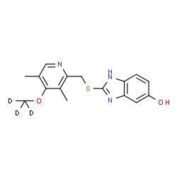 ChemSpider 2D Image | 2-[({3,5-Dimethyl-4-[(~2~H_3_)methyloxy]-2-pyridinyl}methyl)sulfanyl]-1H-benzimidazol-5-ol | C16H14D3N3O2S