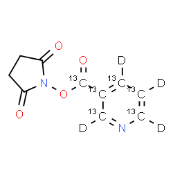 ChemSpider 2D Image | 1-({Oxo[(~13~C_5_,~2~H_4_)-3-pyridinyl](~13~C)methyl}oxy)-2,5-pyrrolidinedione | C413C6H4D4N2O4