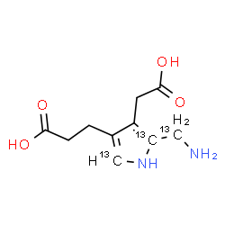 ChemSpider 2D Image | 3-{5-[Amino(~13~C)methyl]-4-(carboxymethyl)(2,5-~13~C_2_)-1H-pyrrol-3-yl}propanoic acid | C713C3H14N2O4