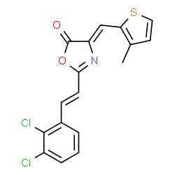 ChemSpider 2D Image | (4Z)-2-[(E)-2-(2,3-Dichlorophenyl)vinyl]-4-[(3-methyl-2-thienyl)methylene]-1,3-oxazol-5(4H)-one | C17H11Cl2NO2S