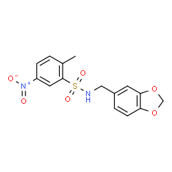 ChemSpider 2D Image | N-(1,3-Benzodioxol-5-ylmethyl)-2-methyl-5-nitrobenzenesulfonamide | C15H14N2O6S