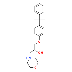 ChemSpider 2D Image | 4-{(2R)-2-Hydroxy-3-[4-(2-phenyl-2-propanyl)phenoxy]propyl}morpholin-4-ium | C22H30NO3