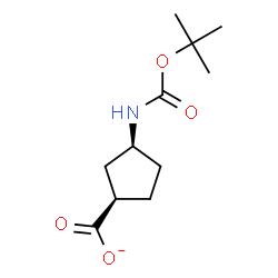 ChemSpider 2D Image | (1R,3S)-3-({[(2-Methyl-2-propanyl)oxy]carbonyl}amino)cyclopentanecarboxylate | C11H18NO4