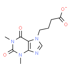 ChemSpider 2D Image | 4-(1,3-Dimethyl-2,6-dioxo-1,2,3,6-tetrahydro-7H-purin-7-yl)butanoate | C11H13N4O4