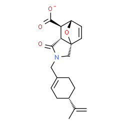 ChemSpider 2D Image | (1S,5R,6R,7S)-3-{[(4S)-4-Isopropenyl-1-cyclohexen-1-yl]methyl}-4-oxo-10-oxa-3-azatricyclo[5.2.1.0~1,5~]dec-8-ene-6-carboxylate | C19H22NO4