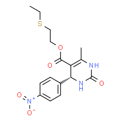 ChemSpider 2D Image | 2-(Ethylsulfanyl)ethyl (4R)-6-methyl-4-(4-nitrophenyl)-2-oxo-1,2,3,4-tetrahydro-5-pyrimidinecarboxylate | C16H19N3O5S