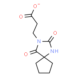 ChemSpider 2D Image | 3-(2,4-Dioxo-1,3-diazaspiro[4.4]non-3-yl)propanoate | C10H13N2O4