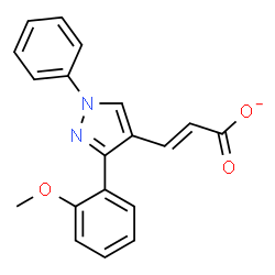 ChemSpider 2D Image | (2E)-3-[3-(2-Methoxyphenyl)-1-phenyl-1H-pyrazol-4-yl]acrylate | C19H15N2O3