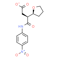 ChemSpider 2D Image | (3S)-4-[(4-Nitrophenyl)amino]-4-oxo-3-[(2S)-tetrahydro-2-furanyl]butanoate | C14H15N2O6
