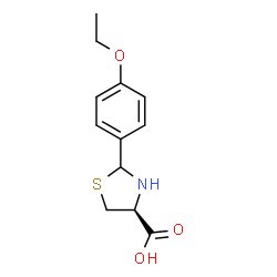 ChemSpider 2D Image | (4S)-2-(4-Ethoxyphenyl)-1,3-thiazolidine-4-carboxylic acid | C12H15NO3S