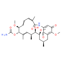 ChemSpider 2D Image | (8S,9S,12S,13R,14S,16R)-13-Hydroxy-8,14,19-trimethoxy-4,10,12,16-tetramethyl-3,20,22-trioxo-2-azabicyclo[16.3.1]docosa-1(21),4,6,10,18-pentaen-9-yl carbamate | C29H40N2O9
