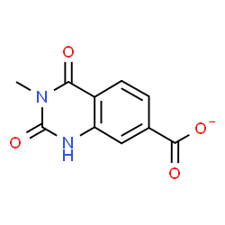 ChemSpider 2D Image | 3-Methyl-2,4-dioxo-1,2,3,4-tetrahydro-7-quinazolinecarboxylate | C10H7N2O4