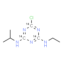 ChemSpider 2D Image | 6-Chloro-N-ethyl-N'-isopropyl(~14~C_3_)-1,3,5-triazine-2,4-diamine | C514C3H14ClN5