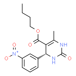 ChemSpider 2D Image | Butyl (4R)-6-methyl-4-(3-nitrophenyl)-2-oxo-1,2,3,4-tetrahydro-5-pyrimidinecarboxylate | C16H19N3O5
