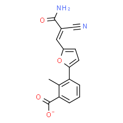 ChemSpider 2D Image | 3-{5-[(1E)-3-Amino-2-cyano-3-oxo-1-propen-1-yl]-2-furyl}-2-methylbenzoate | C16H11N2O4
