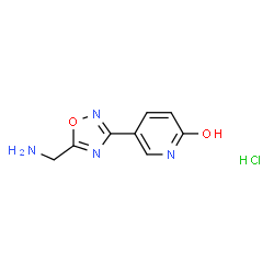 ChemSpider 2D Image | 5-[5-(Aminomethyl)-1,2,4-oxadiazol-3-yl]-2-pyridinol hydrochloride (1:1) | C8H9ClN4O2