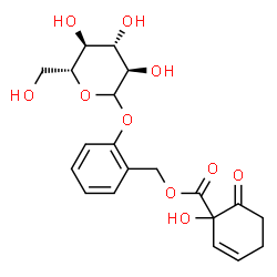 ChemSpider 2D Image | 2-(D-Glucopyranosyloxy)benzyl 1-hydroxy-6-oxo-2-cyclohexene-1-carboxylate | C20H24O10