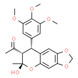 ChemSpider 2D Image | 1-[(6R,7S,8R)-6-Hydroxy-6-methyl-8-(3,4,5-trimethoxyphenyl)-7,8-dihydro-6H-[1,3]dioxolo[4,5-g]chromen-7-yl]ethanone | C22H24O8