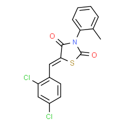 ChemSpider 2D Image | (5Z)-5-(2,4-Dichlorobenzylidene)-3-(2-methylphenyl)-1,3-thiazolidine-2,4-dione | C17H11Cl2NO2S