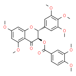 ChemSpider 2D Image | (2R,3R)-5,7-Dimethoxy-4-oxo-2-(3,4,5-trimethoxyphenyl)-3,4-dihydro-2H-chromen-3-yl 3,4-dimethoxybenzoate | C29H30O11