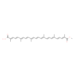 ChemSpider 2D Image | (2E,4E,6E,8E,10E,12E,14E,16E,18E,20E,22E)-24-Methoxy-2,6,10,15,19,23-hexamethyl-24-oxo-2,4,6,8,10,12,14,16,18,20,22-tetracosaundecaenoic acid | C31H38O4