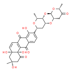 ChemSpider 2D Image | (3R,4aR,12bS)-9-[(2R,4aS,5aR,7R,9R,9aS,10aS)-2,9-Dimethyl-3-oxooctahydro-2H,5aH-dipyrano[2,3-b:4',3'-e][1,4]dioxin-7-yl]-3,4a,8,12b-tetrahydroxy-3-methyl-3,4,4a,12b-tetrahydro-1,7,12(2H)-tetraphenetri
one (non-preferred name) | C31H32O12