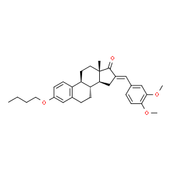 ChemSpider 2D Image | (16E)-3-Butoxy-16-(3,4-dimethoxybenzylidene)estra-1,3,5(10)-trien-17-one | C31H38O4