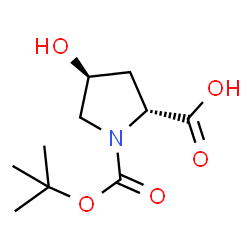 ChemSpider 2D Image | trans-N-boc-4-hydroxy-D-proline | C10H17NO5