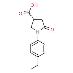 ChemSpider 2D Image | (3R)-1-(4-Ethylphenyl)-5-oxo-3-pyrrolidinecarboxylic acid | C13H15NO3