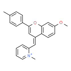 ChemSpider 2D Image | 2-{(E)-[7-Methoxy-2-(4-methylphenyl)-4H-chromen-4-ylidene]methyl}-1-methylpyridinium | C24H22NO2