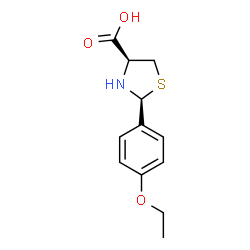 ChemSpider 2D Image | (2S,4S)-2-(4-Ethoxyphenyl)-1,3-thiazolidine-4-carboxylic acid | C12H15NO3S