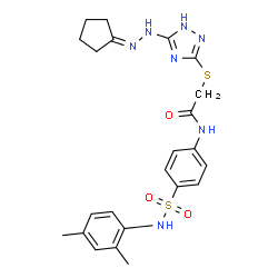 ChemSpider 2D Image | 2-{[5-(2-Cyclopentylidenehydrazino)-1H-1,2,4-triazol-3-yl]sulfanyl}-N-{4-[(2,4-dimethylphenyl)sulfamoyl]phenyl}acetamide | C23H27N7O3S2