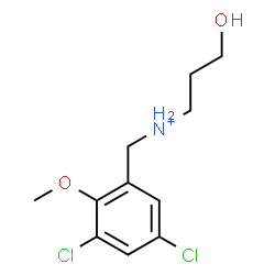 ChemSpider 2D Image | N-(3,5-Dichloro-2-methoxybenzyl)-3-hydroxy-1-propanaminium | C11H16Cl2NO2