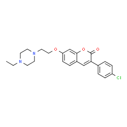 ChemSpider 2D Image | 3-(4-Chlorophenyl)-7-[2-(4-ethyl-1-piperazinyl)ethoxy]-2H-chromen-2-one | C23H25ClN2O3