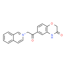 ChemSpider 2D Image | 2-[2-Oxo-2-(3-oxo-3,4-dihydro-2H-1,4-benzoxazin-6-yl)ethyl]isoquinolinium | C19H15N2O3