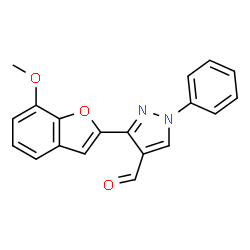 ChemSpider 2D Image | 3-(7-Methoxy-1-benzofuran-2-yl)-1-phenyl-1H-pyrazole-4-carbaldehyde | C19H14N2O3