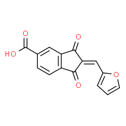 ChemSpider 2D Image | (2E)-2-(2-Furylmethylene)-1,3-dioxo-5-indanecarboxylic acid | C15H8O5