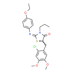 ChemSpider 2D Image | (2E,5Z)-5-(2-Chloro-4,5-dimethoxybenzylidene)-2-[(4-ethoxyphenyl)imino]-3-propyl-1,3-thiazolidin-4-one | C23H25ClN2O4S