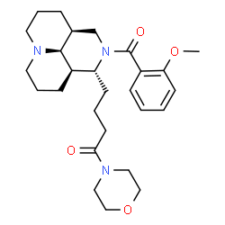 ChemSpider 2D Image | 4-[(1R,3aS,10aR,10bS)-2-(2-Methoxybenzoyl)decahydro-1H,4H-pyrido[3,2,1-ij][1,6]naphthyridin-1-yl]-1-(4-morpholinyl)-1-butanone | C27H39N3O4
