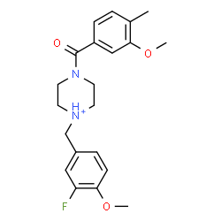 ChemSpider 2D Image | 1-(3-Fluoro-4-methoxybenzyl)-4-(3-methoxy-4-methylbenzoyl)piperazin-1-ium | C21H26FN2O3