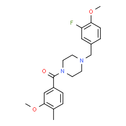 ChemSpider 2D Image | [4-(3-Fluoro-4-methoxybenzyl)-1-piperazinyl](3-methoxy-4-methylphenyl)methanone | C21H25FN2O3