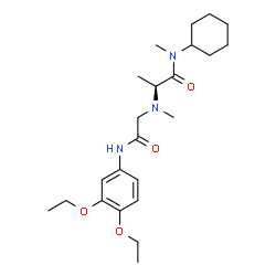 ChemSpider 2D Image | N-Cyclohexyl-N~2~-{2-[(3,4-diethoxyphenyl)amino]-2-oxoethyl}-N,N~2~-dimethyl-L-alaninamide | C23H37N3O4