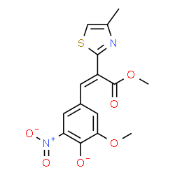 ChemSpider 2D Image | 2-Methoxy-4-[(1E)-3-methoxy-2-(4-methyl-1,3-thiazol-2-yl)-3-oxo-1-propen-1-yl]-6-nitrophenolate | C15H13N2O6S