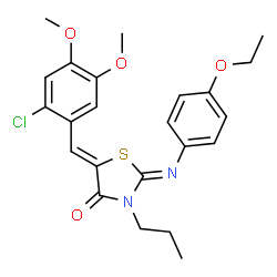 ChemSpider 2D Image | (2Z,5Z)-5-(2-Chloro-4,5-dimethoxybenzylidene)-2-[(4-ethoxyphenyl)imino]-3-propyl-1,3-thiazolidin-4-one | C23H25ClN2O4S