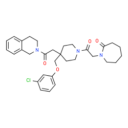 ChemSpider 2D Image | 1-(2-{4-[(3-Chlorophenoxy)methyl]-4-[2-(3,4-dihydro-2(1H)-isoquinolinyl)-2-oxoethyl]-1-piperidinyl}-2-oxoethyl)-2-azepanone | C31H38ClN3O4