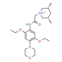 ChemSpider 2D Image | (3R,5S)-1-(2-{[2,5-Diethoxy-4-(4-morpholinyl)phenyl]amino}-2-oxoethyl)-3,5-dimethylpiperidinium | C23H38N3O4