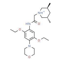 ChemSpider 2D Image | (3S,5S)-1-(2-{[2,5-Diethoxy-4-(4-morpholinyl)phenyl]amino}-2-oxoethyl)-3,5-dimethylpiperidinium | C23H38N3O4