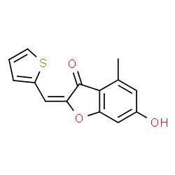 ChemSpider 2D Image | (2E)-6-Hydroxy-4-methyl-2-(2-thienylmethylene)-1-benzofuran-3(2H)-one | C14H10O3S